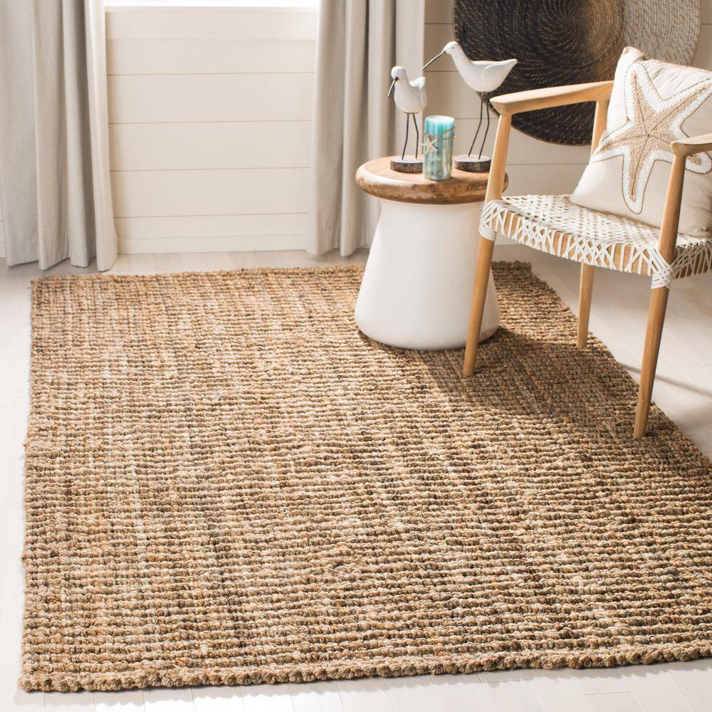 Natural Handwoven Jute Square Area Rug, 6' x 6'
