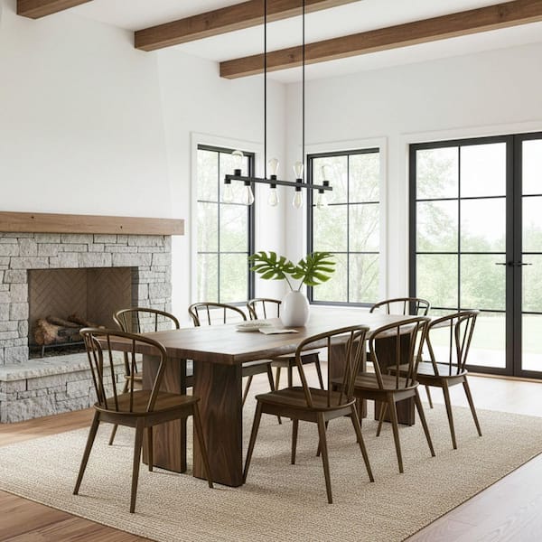 Azure Walnut Rubberwood Dining Chair with Windsor Back (Set of 2)