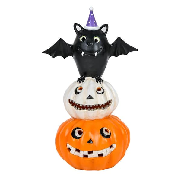National Tree Company 22 in. Pre-Lit Bat Standing on Pumpkins - Battery Operated