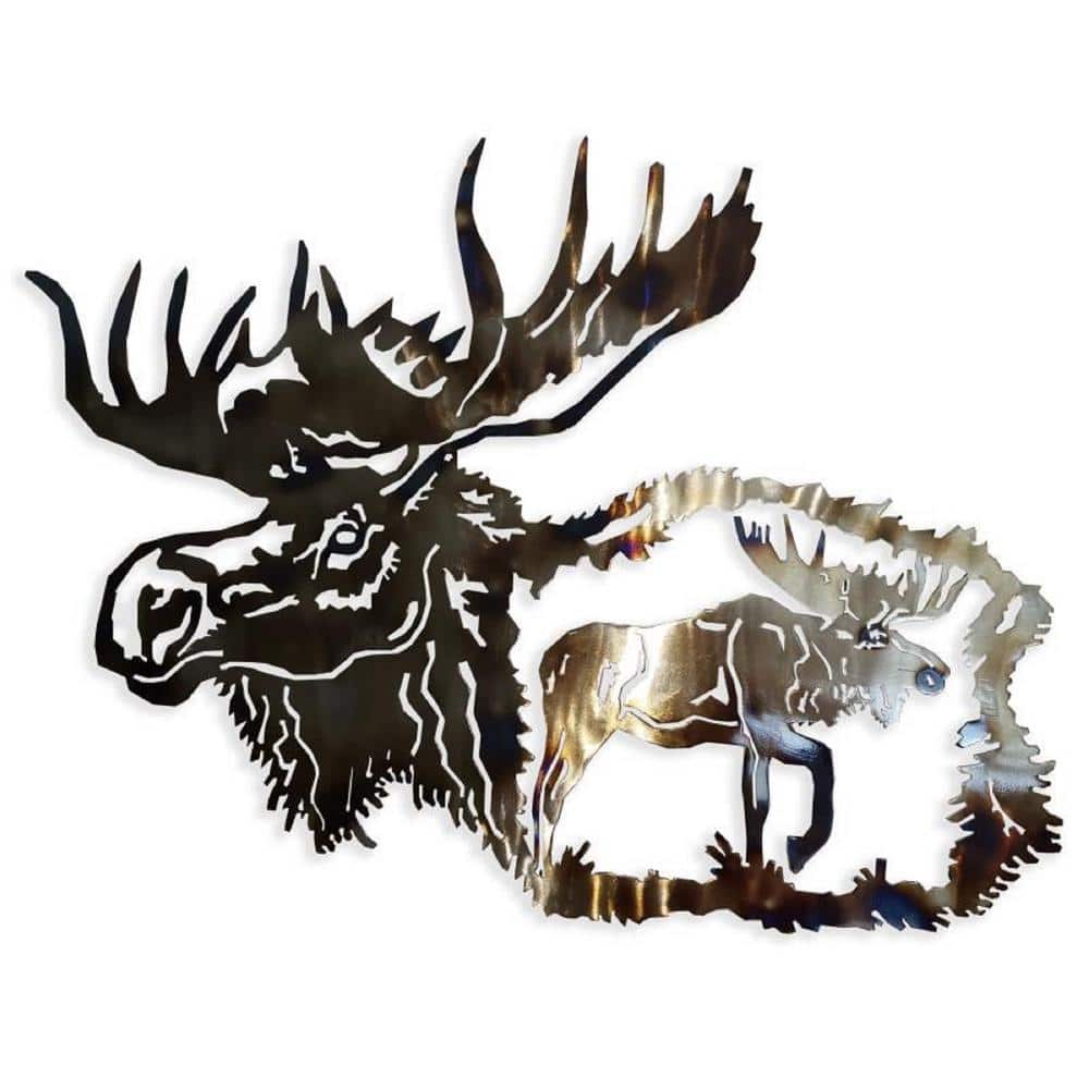 Peterson Artwares Flamed Metal Wall Moose TY9004 The Home Depot