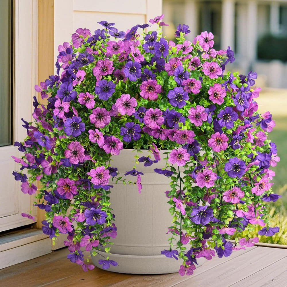 【未使用】Decoration Desire フラワーレースハット　パープル Afoxsos 15 in. HDouble Purple Artificial Hanging Daisy Plants for
