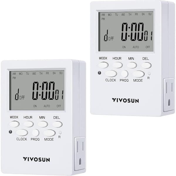 7-Day 10080 min Indoor Programmable Plug-in Outlet Digital Timer (2 Pack)