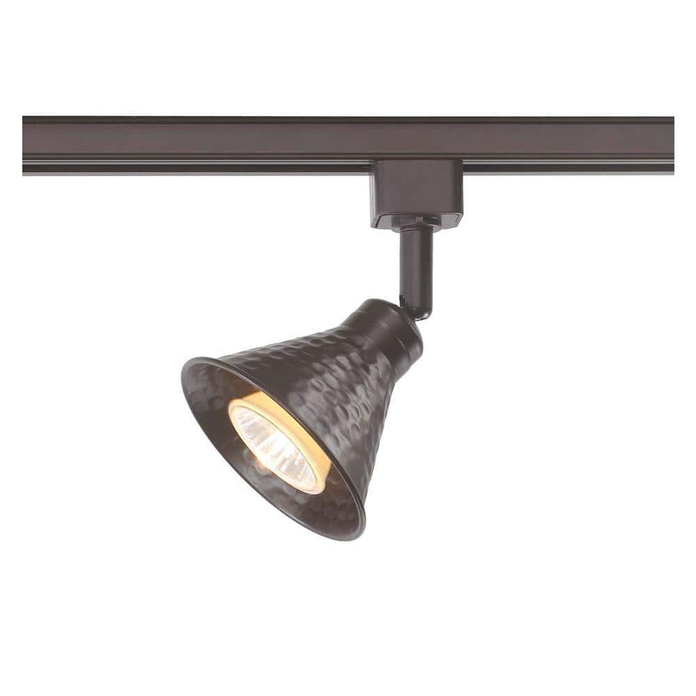 Commercial Electric 1 Light Gu10 Halogen Linear Track Lighting Head With Rustic Hammered Shade Ec4021abz The Home Depot