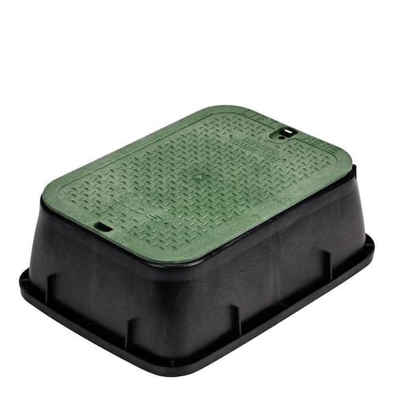 NDS 14 in. X 19 in. Rectangular Valve Box Extension and Cover, Black Extension, Green ICV Cover