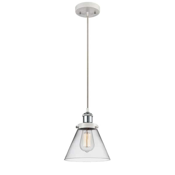 Innovations Cone 60-Watt 1 Light White and Polished Chrome Shaded Mini ...