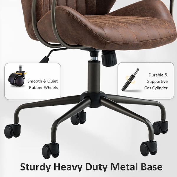 Allwex Magic Dark Brown Suede Fabric Swivel Office Task