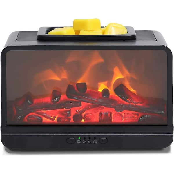 Black Electric Wax Melt Warmer with PTC Heating and Dynamic Flame Effect