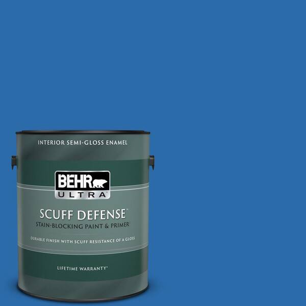 BEHR ULTRA 1 gal. #MQ4-24 Electric Blue Extra Durable Semi-Gloss Enamel Interior Paint & Primer