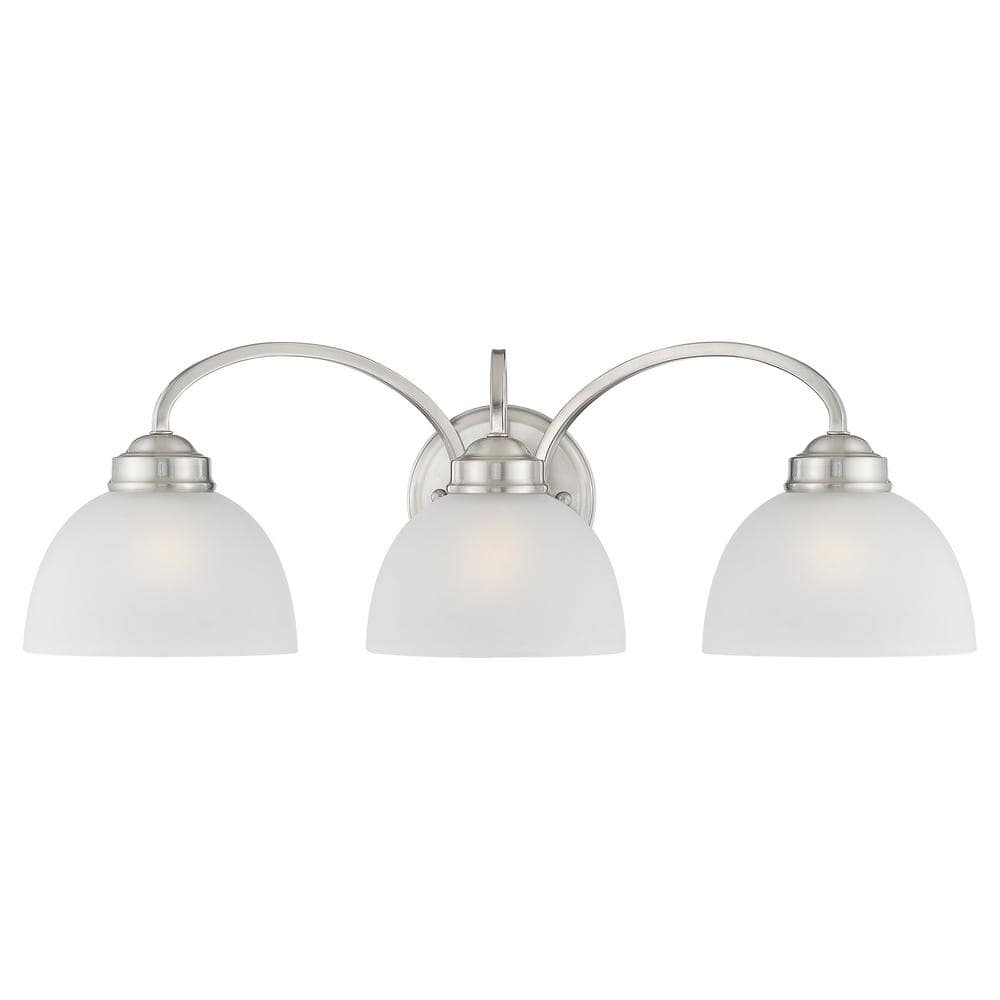 Somerset Brushed Nickel 3-Light Vanity with Satin Glass