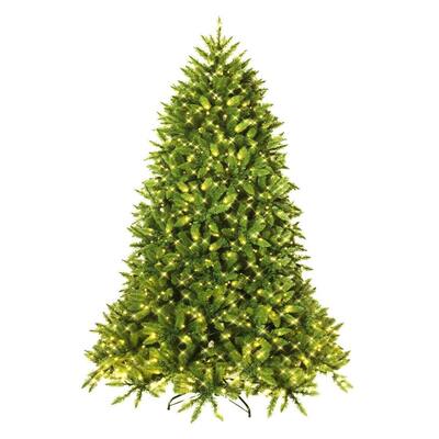 6 ft. Green Pre-Lit LED Full Artificial Christmas Tree with PVC 1250 Tips 650 Warm White Lights and Metal Stand