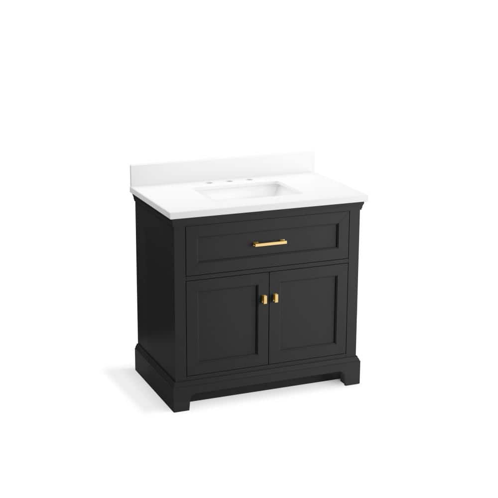 Charlemont 36" Dark Warm Gray Bathroom Vanity with Quartz Top