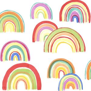 Over the Rainbow Multicolor Unpasted Removable Peelable Paper Wallpaper