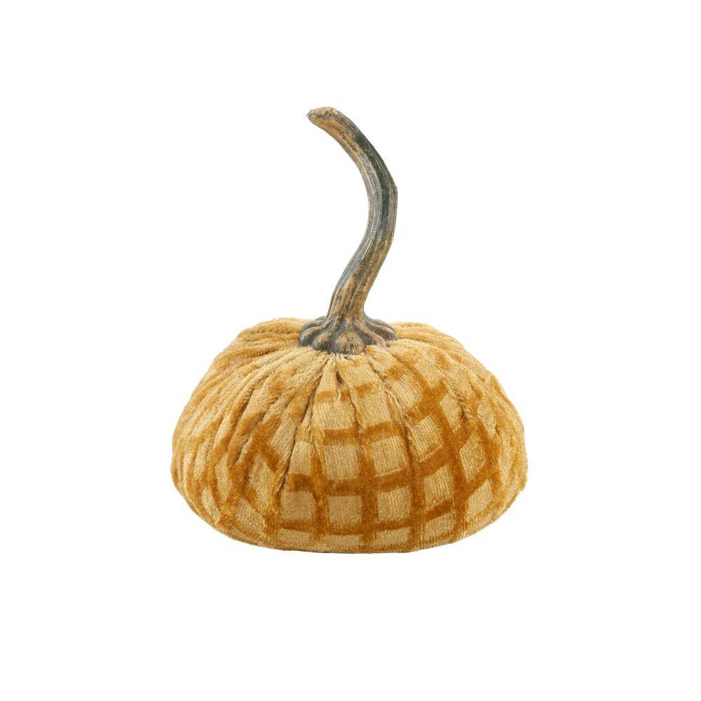 Flora Bunda 4.75 In. D X 6.5 In. H Small Gold Plaid Velvet Pumpkin ...