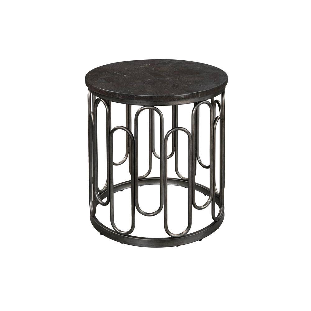 Lane Home Furnishings Marbella 20 in. Dark Gray Round Marble End Table