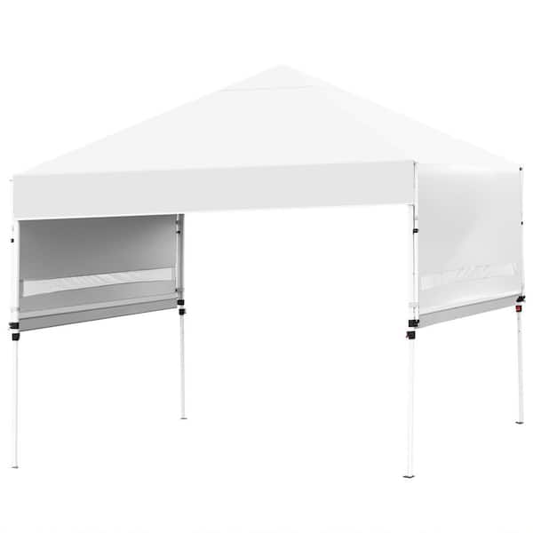 HONEY JOY 10 ft. x 17 ft. Pop up Canopy 3 Height Adjustment Folding Tent with Roller Bag White