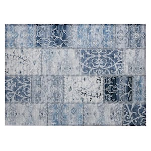 Denim Blue 2 ft. x 3 ft. Woven Plaid Rectangle Indoor/Outdoor Area Rug