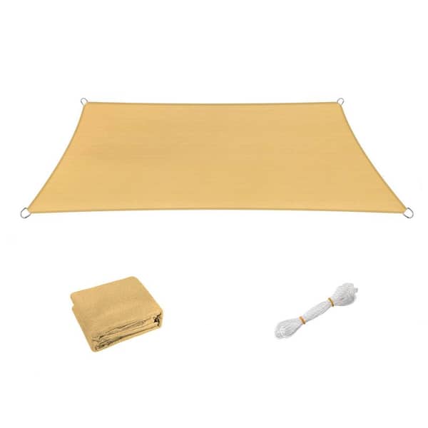 8 ft. x 12 ft. Outdoor Sand Sun Shade Sails Sun Protection UV Block Shade Canopy w/ Ropes for Backyard, Deck and Lawn