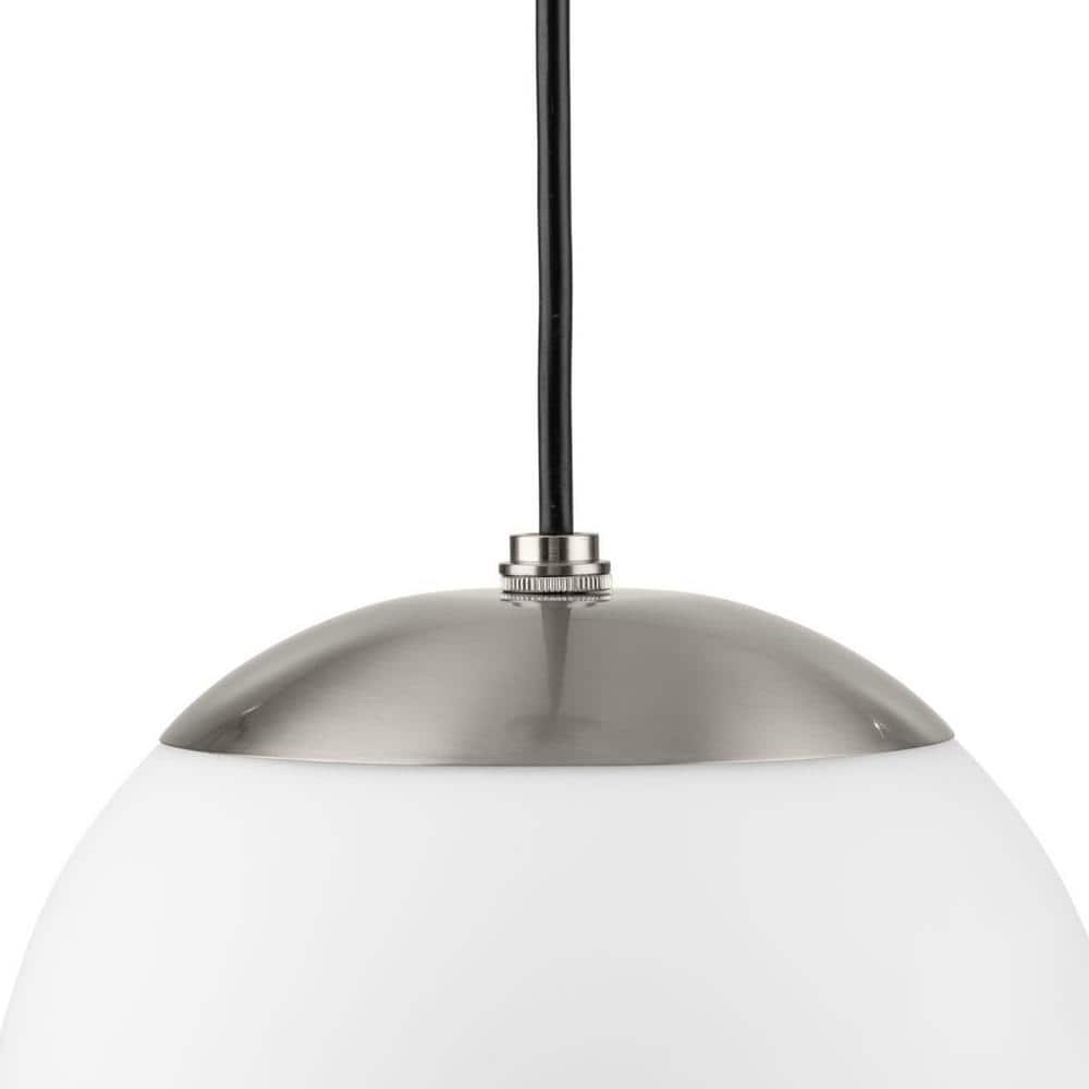 Atwell Brushed Nickel and Opal Glass Globe Pendant Light