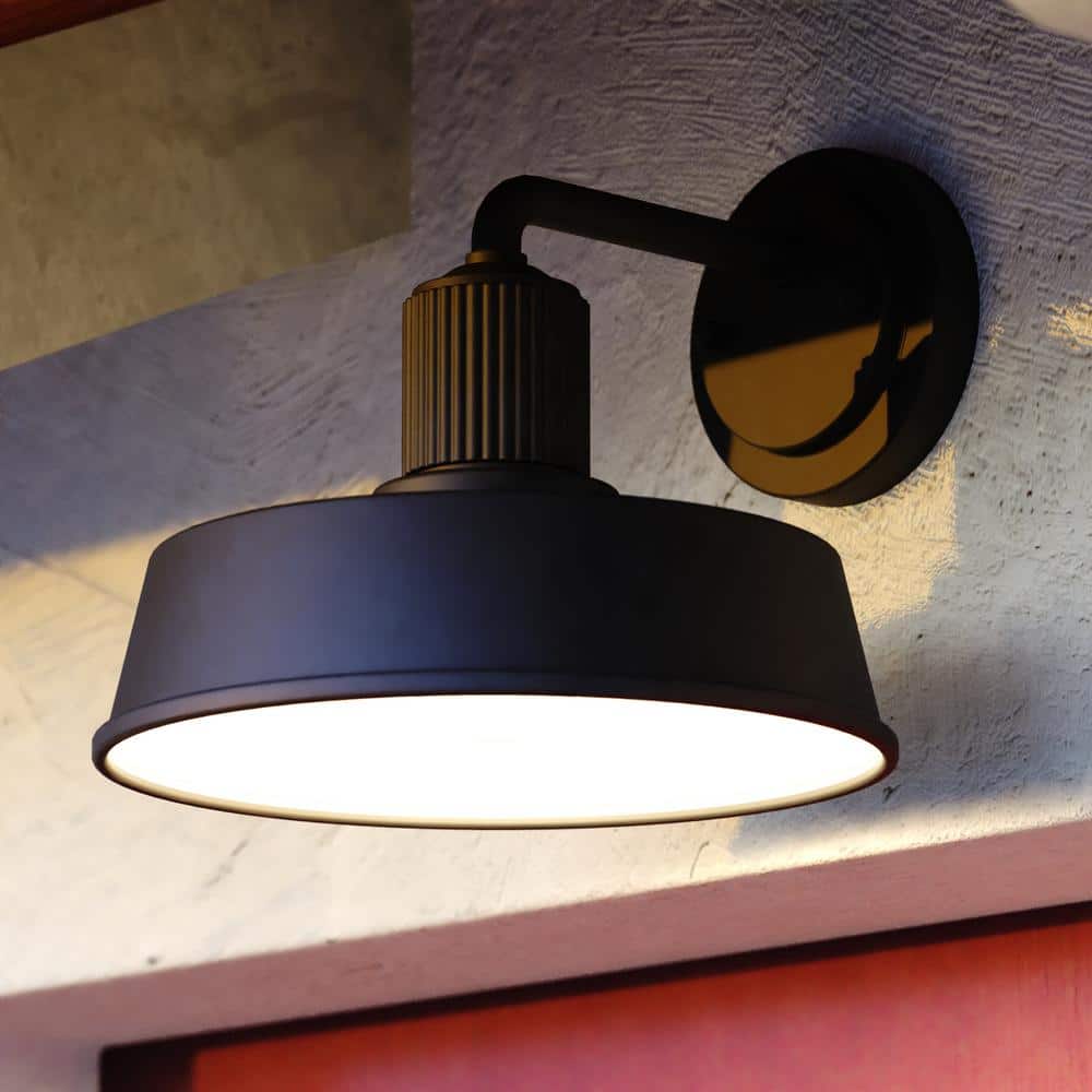 VAXCEL Ha mmond Matte Black and White Steel 1-Light LED Compatible