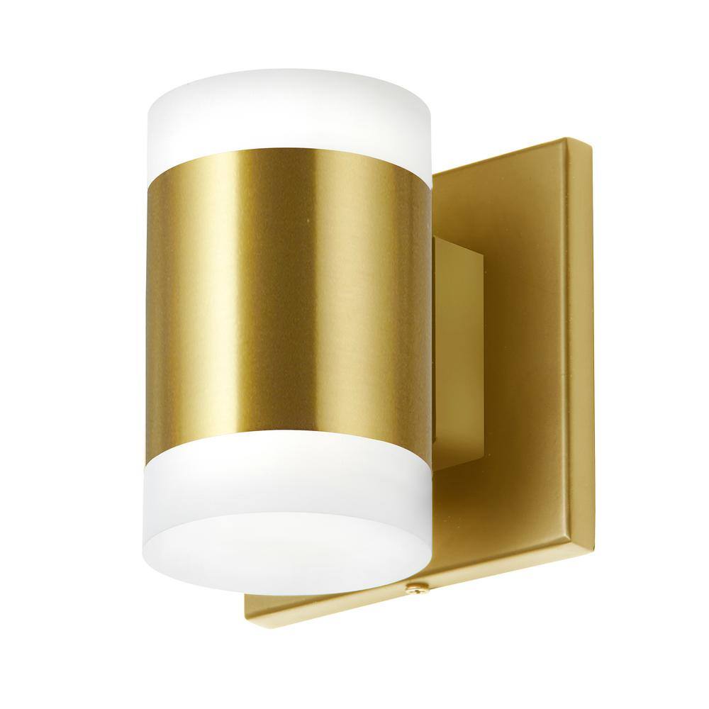 Dainolite Wilson 2 Light Aged Brass Dimmable Wall Sconce With White Acrylic Shade Wls 514ledw