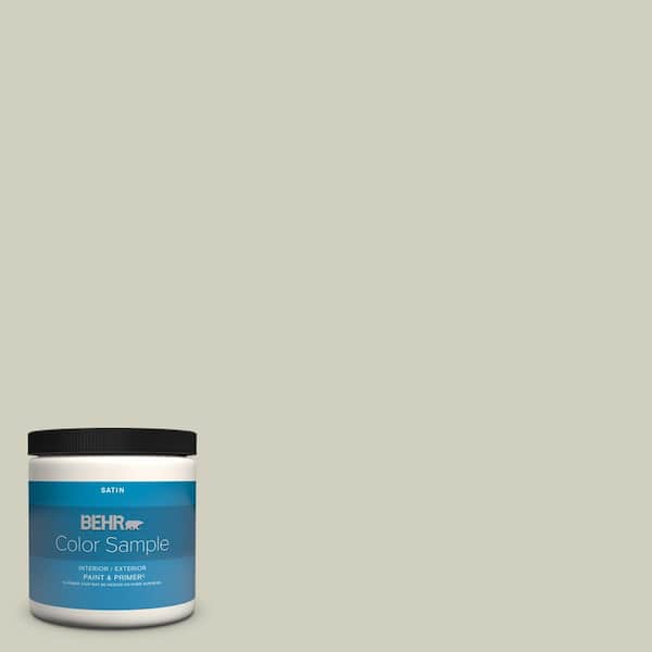 BEHR PREMIUM PLUS 8 oz. #N350-2 Sawgrass Satin Enamel Interior/Exterior ...