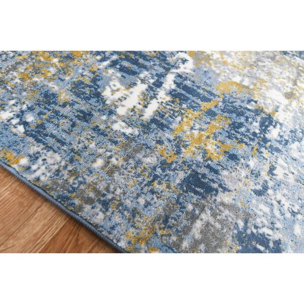 Amer Rugs Cairo Gold Blue 7 Ft 10 In, Gray Blue And Gold Area Rugs