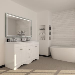 60 in. W x 22 in. D x 35.4 in. H Double Sink Bath Vanity in White with Top and Mirror