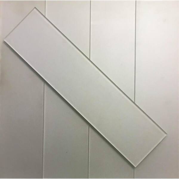 ABOLOS Forever Eternal White Field 4 in. x 16 in. Glossy Metallic Glass Wall Tile (9-Pack)