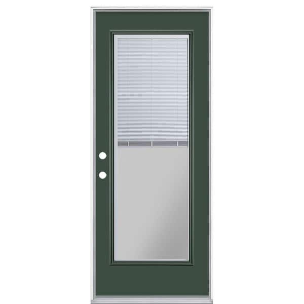 Masonite 32 in. x 80 in. Full Lite Mini Blind Right-Hand Inswing Painted Steel Prehung Front Exterior Door No Brickmold