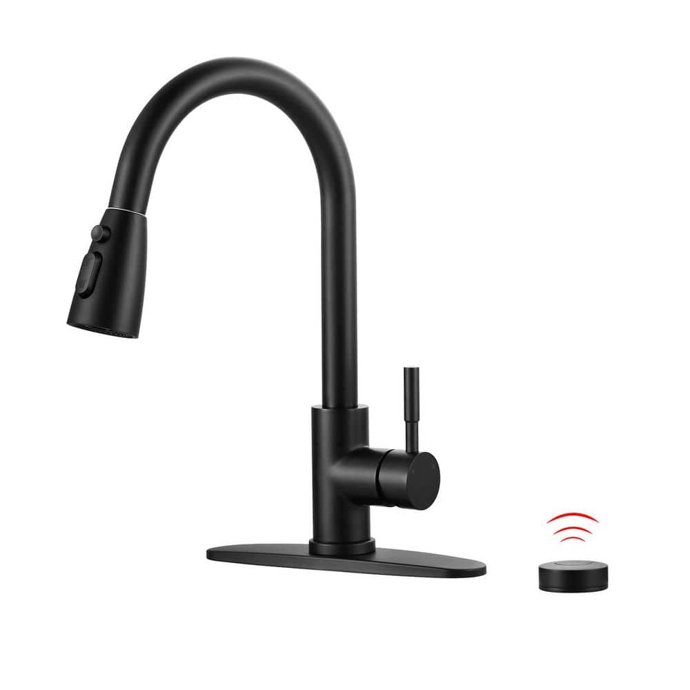 Matte Black Touchless Pull-Down Sprayer Kitchen Faucet with Sensor