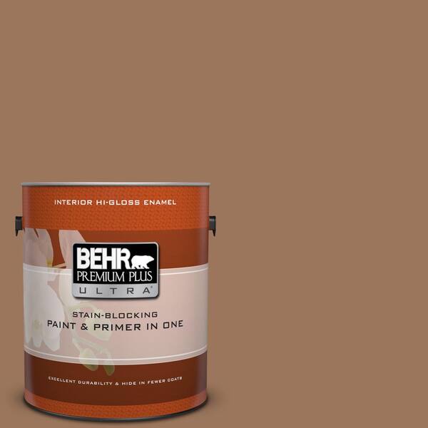 BEHR Premium Plus Ultra 1 gal. #S220-6 Baked Sienna Hi-Gloss Enamel Interior Paint and Primer in One