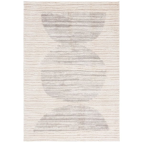 SAFAVIEH Seattle Shag 9 ft. x 12 ft. Ivory/Gray Striped Distressed Area Rug