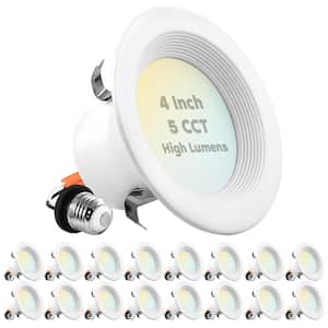4 in. Can Light 14-Watt/75-Watt 5 Color Options 950 Lumens Remodel Integrated LED Recessed Light Kit Baffle (16-Pack)