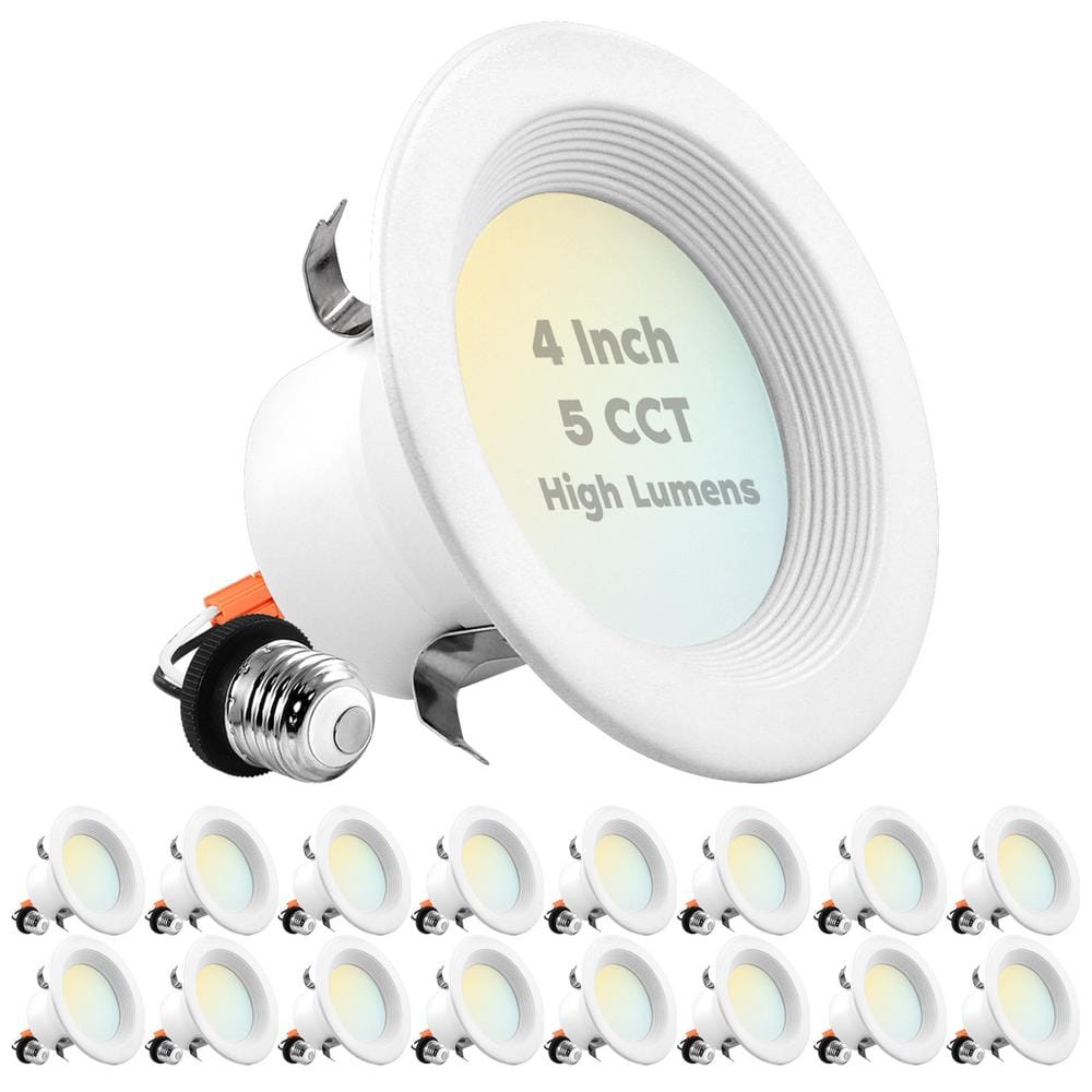 Luxrite 5-Color Adjustable LED Recessed Ceiling Light, Indoor/Outdoor, Dimmable