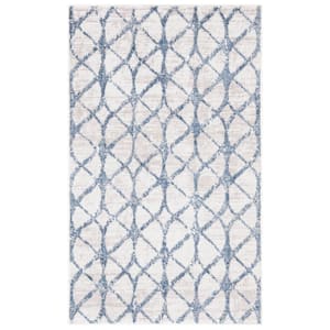 Amelia Gray/Blue Doormat 2 ft. x 4 ft. Interlaced Geometric Area Rug
