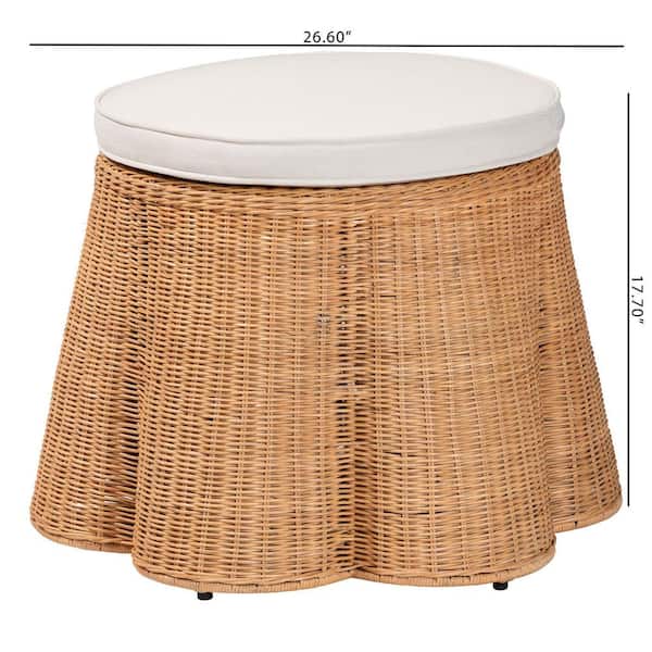 bali & pari Palm Light Honey Rattan and Fabric 26 in. Round