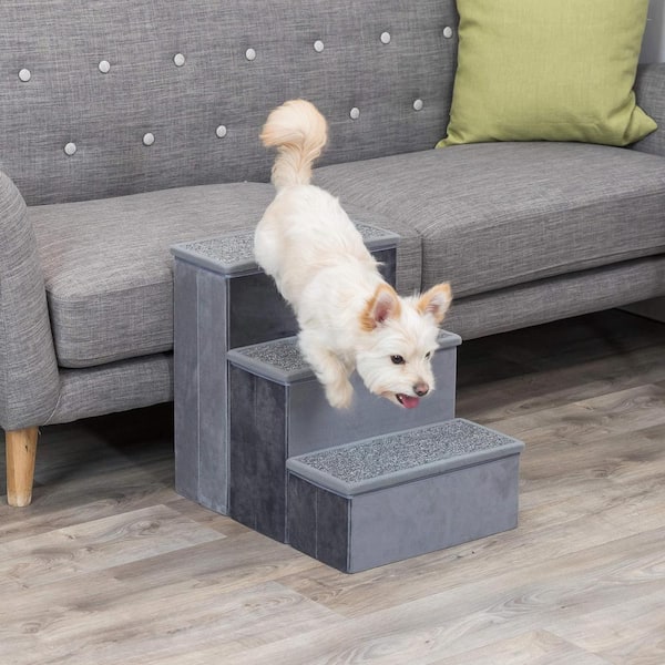 Trixie Velour Foldable 3 Step Pet Stairs with Storage