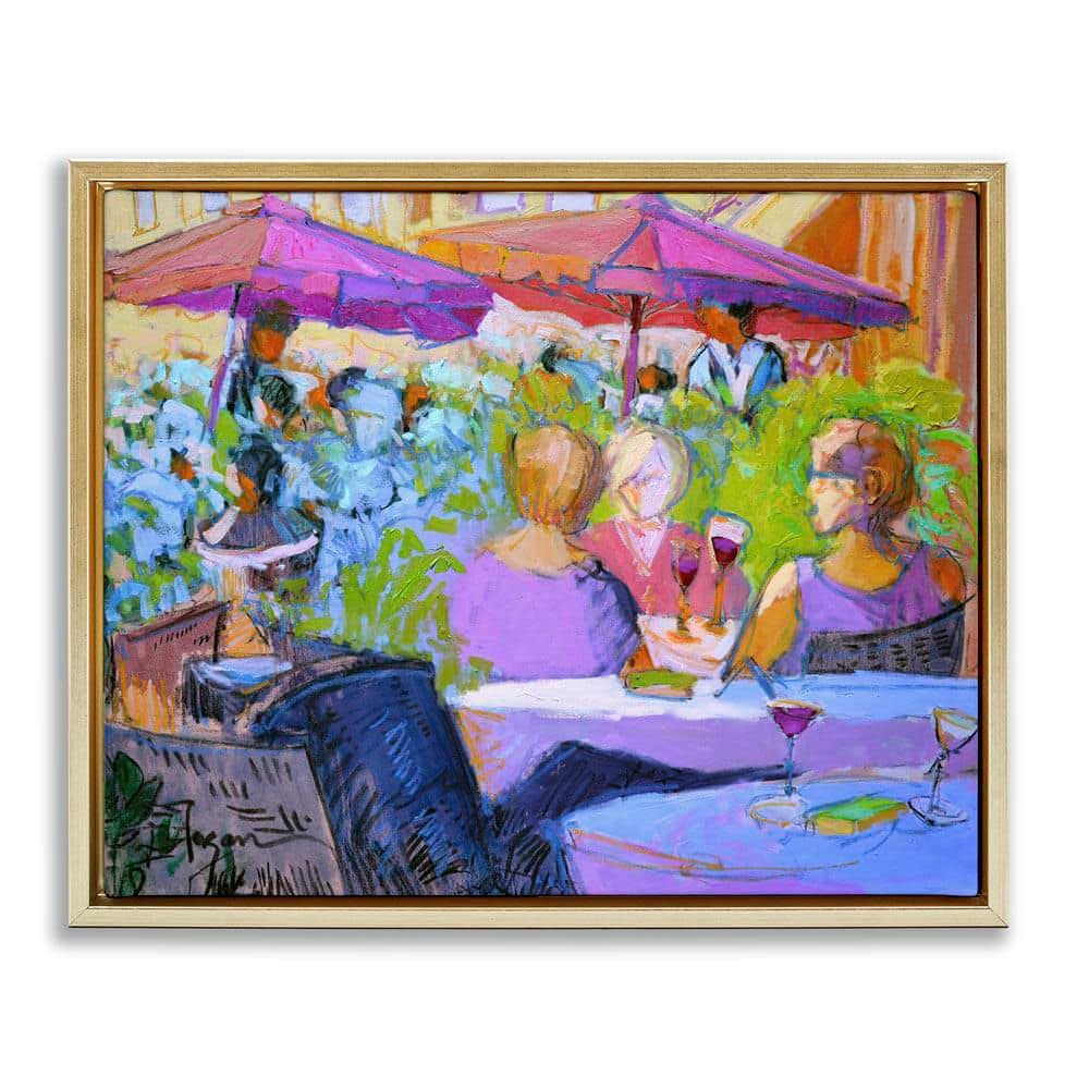 Women Dining Abstraction by June Erica Vess Gold Floater Frame People Graphic Art Print 25 in. x 31 in. price history on PriceWatchPro