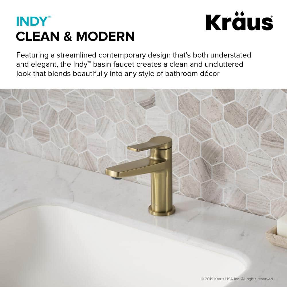 Indy 6.75'' Brushed Gold Stainless Steel Bathroom Faucet