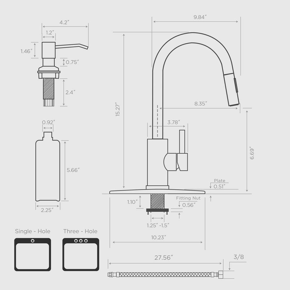 Brushed Nickel High Arc Pull-Down Kitchen Faucet with Spray