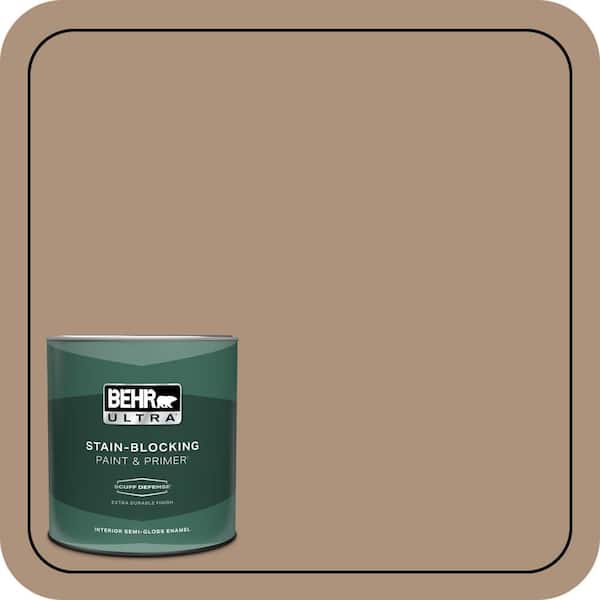 BEHR ULTRA 1 qt. #PPU4-04 Soft Chamois Extra Durable Semi-Gloss Enamel Interior Paint & Primer
