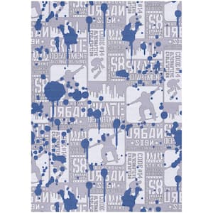 Imagination Blue 7 ft. x 9 ft. Graphic Contemporary Area Rug