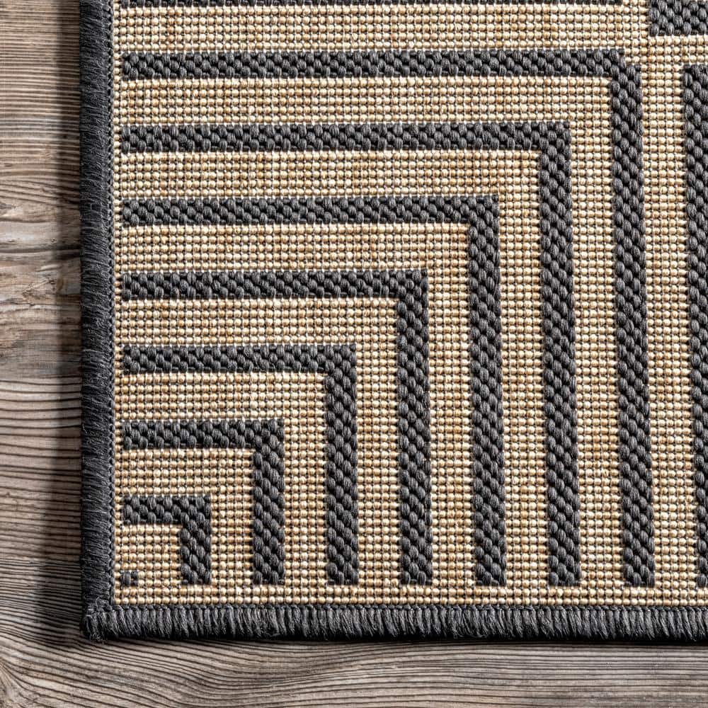 Dark Grey Rectangular Synthetic Indoor/Outdoor Area Rug