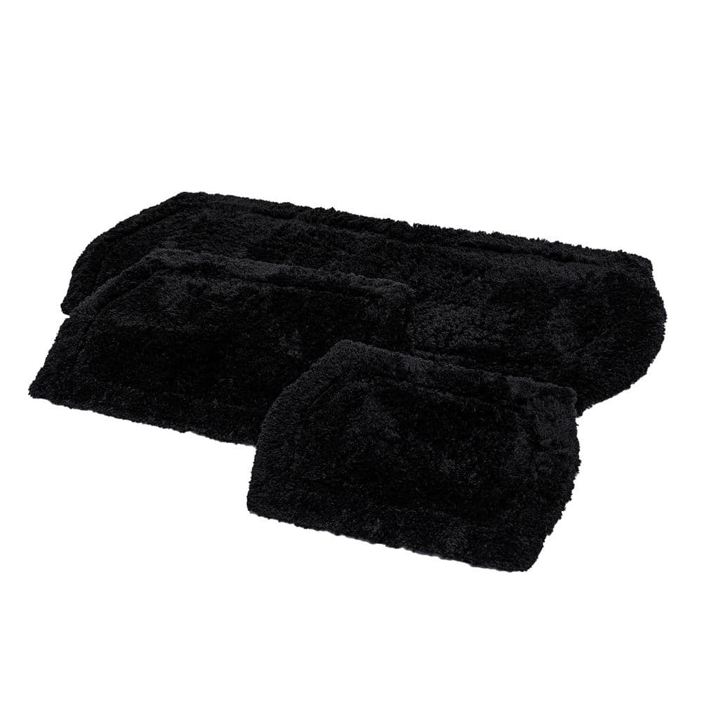 Chesapeake Black Memory Foam 3-Piece Bath Rug Set