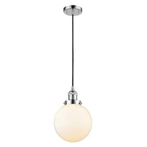 Beacon 100-Watt 1 Light Polished Chrome Shaded Mini Pendant Light with Frosted Glass Shade
