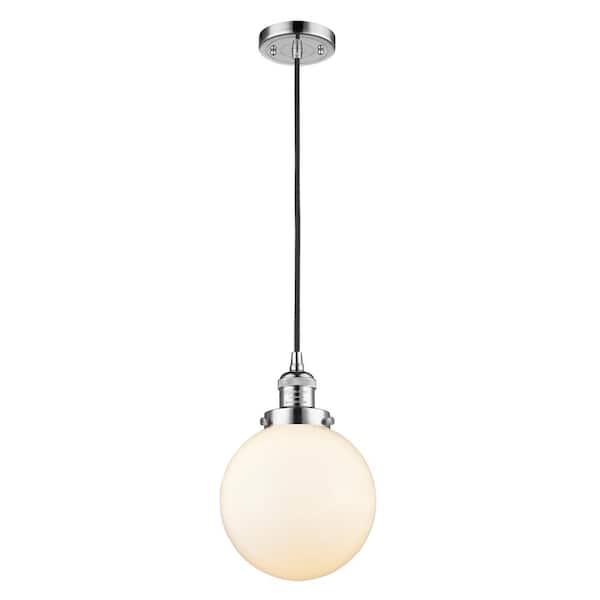 Innovations Beacon 100-Watt 1 Light Polished Chrome Shaded Mini Pendant Light with Frosted Glass Shade