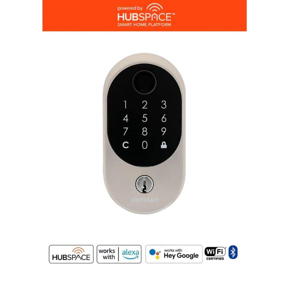 Round Fingerprint Satin Nickel Electronic Single Cylinder Deadbolt Wi-Fi En