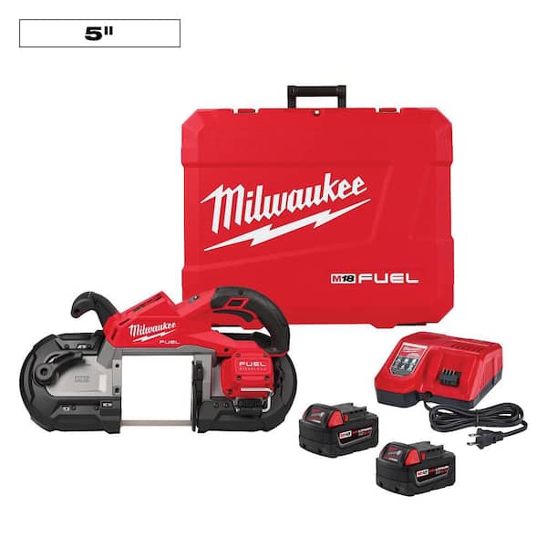 M18 FUEL 18V Lithium-Ion Brushless Cordless Deep Cut Band Saw with (2) M18 REDLITHIUM XC5.0 Battery and Rapid Charger
