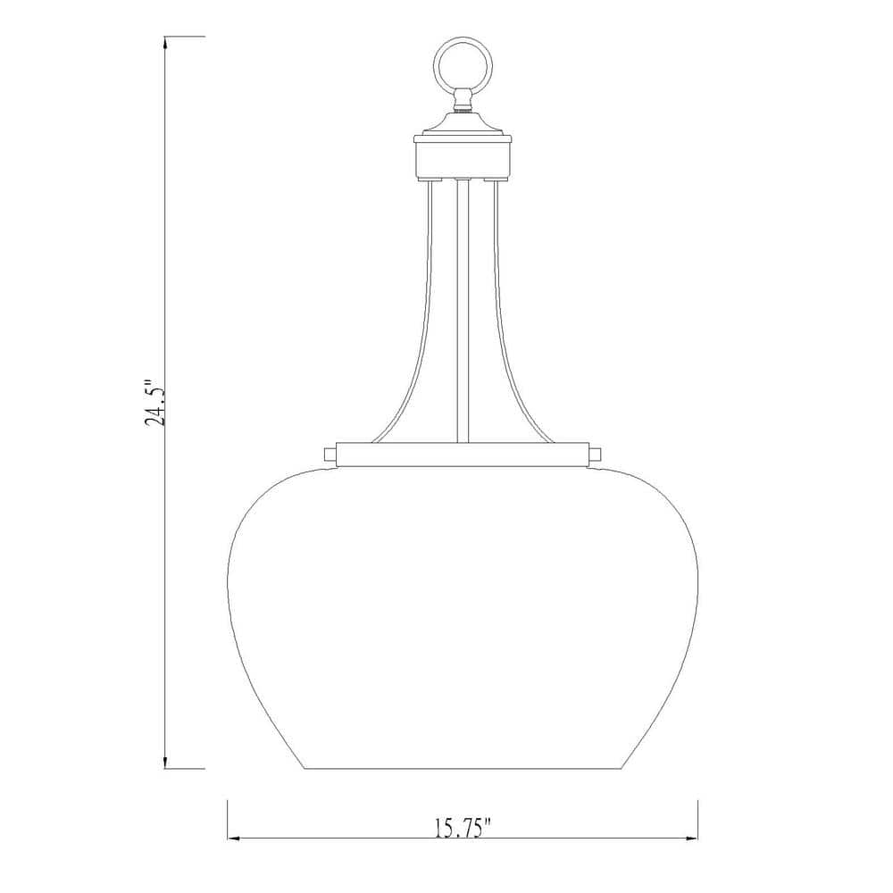 Matte Black Steel and Glass 3-Light Pendant