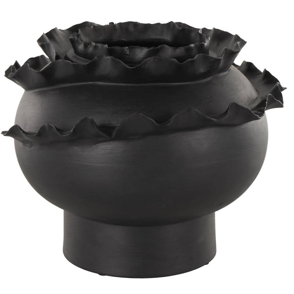 Litton Lane Black Floral Inspired Ceramic Abstract Decorative Vase
